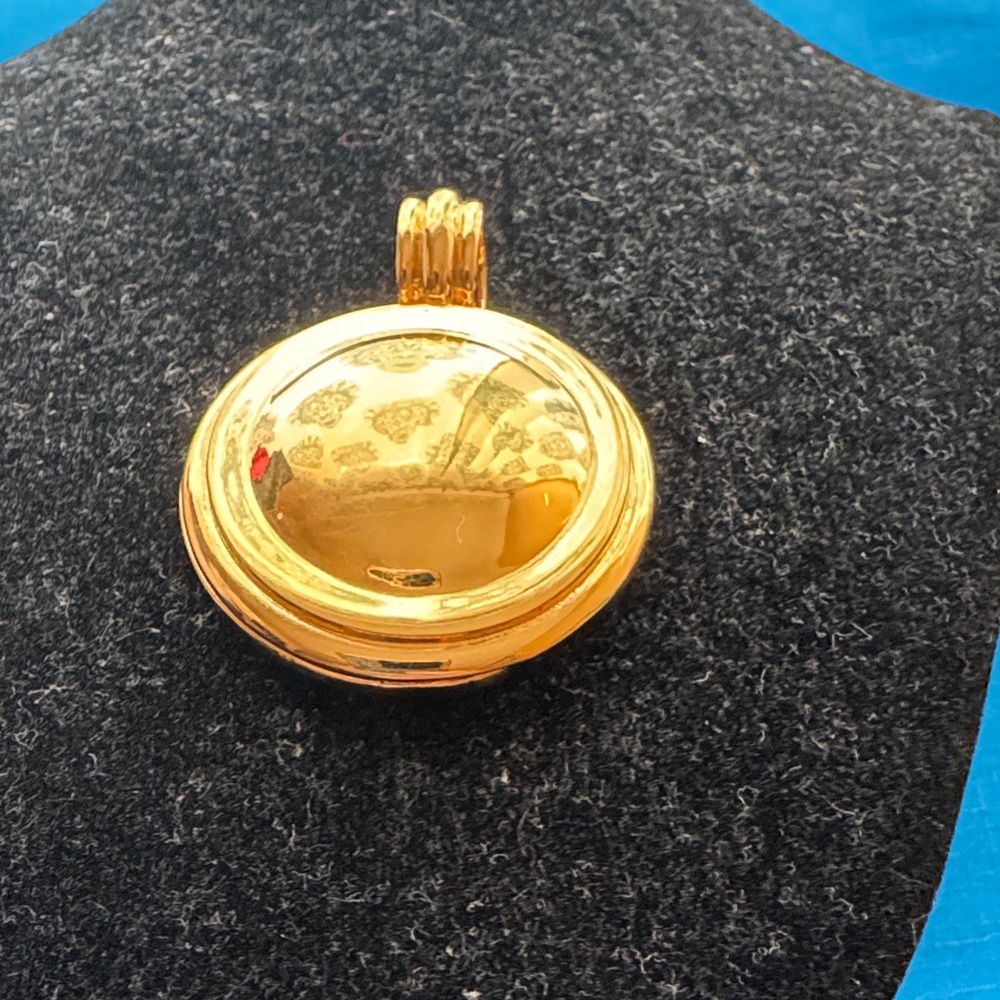 Paloma Picasso Gold Tone Round Mirror Locket Pendant